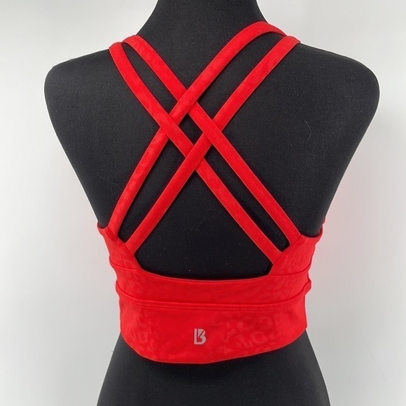 BUFFBUNNY Rosa sports bra crop top animal print gym workout criss cross back xs - Picture 10 of 12